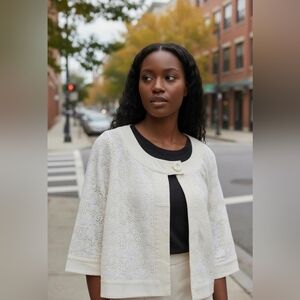 Vintage Alexander Bartlett Linen &Rayon  Jacket overlay Lace Large